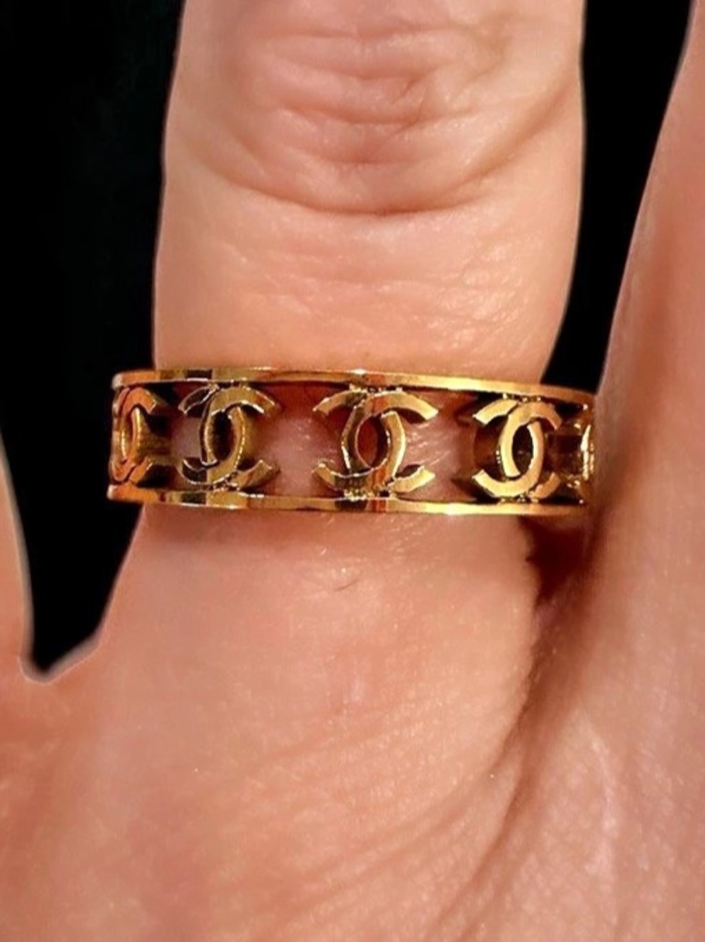CC Logo Around Ring Gold plated Stainless Steel |  Size 8